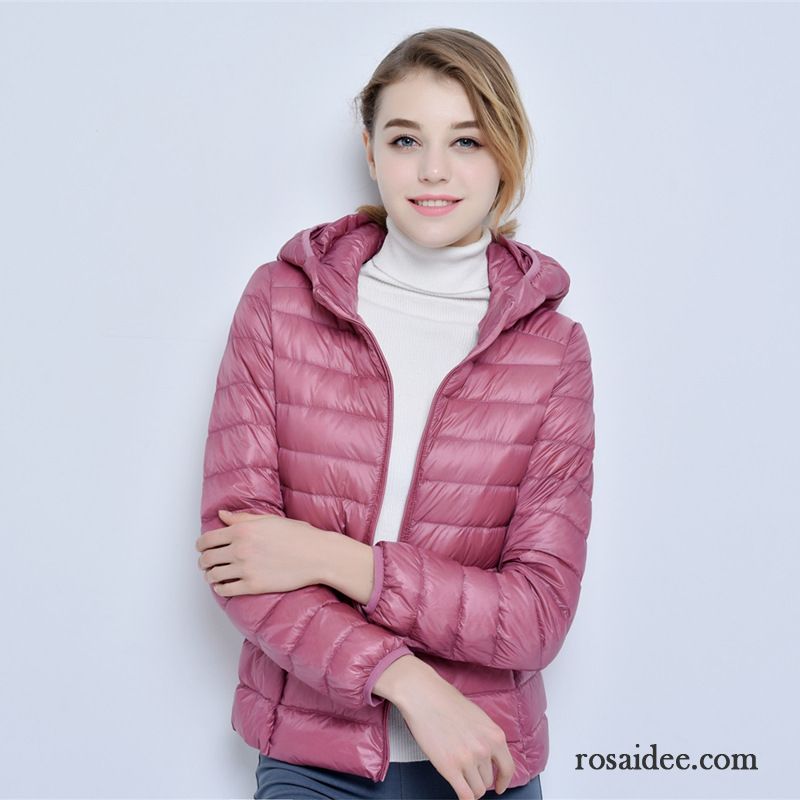 Blaue Winterjacke Damen Daunenjacke Damen Schlank Neu Kapuze Winter Kurzer Absatz Dünn Herbst Überzieher Große Größe Günstig