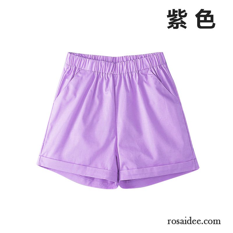 Chino Hose Frauen Hot Pants Weites Bein Damen Hohe Taille Freizeit Sommer Fett Weiß Lose Große Größe Süßigkeitfarben Kurze Hose Dünn Günstig