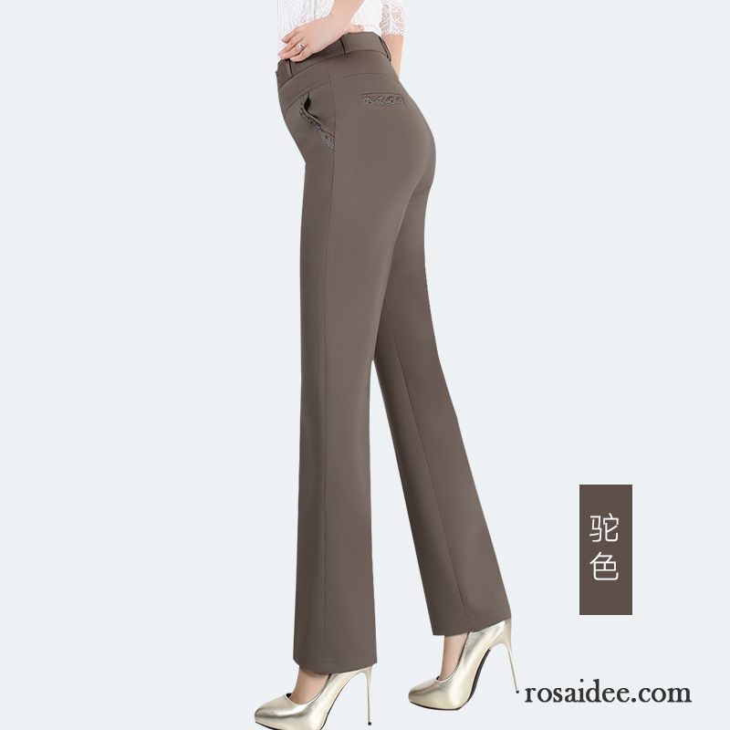 Damenhose Dunkelblau Damen Elastisch Hose Freizeit Herbst Hohe Taille Gerade Kaufen