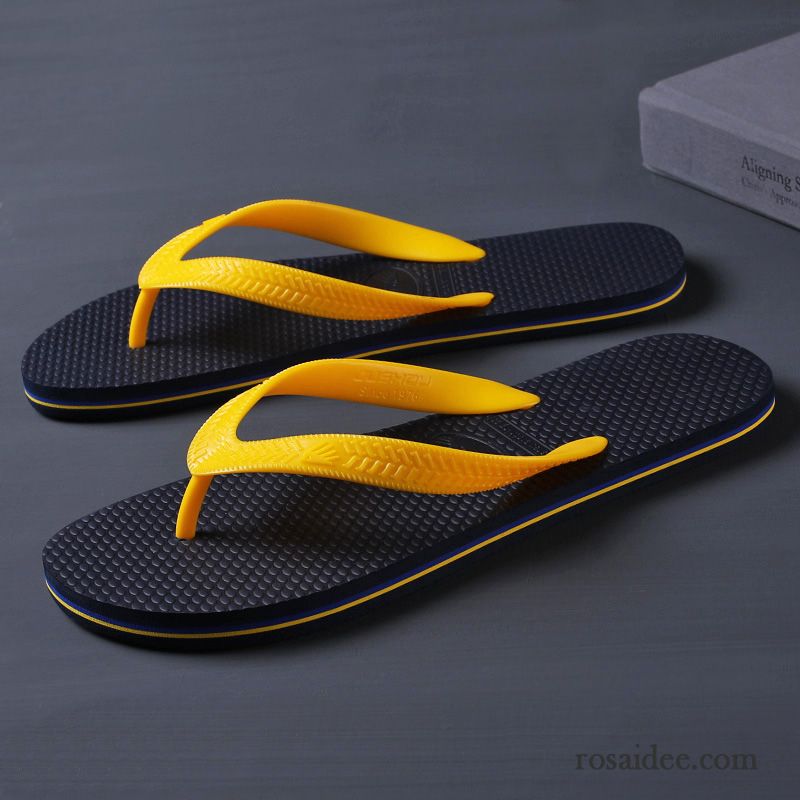 Flip Flops Herren Rutschsicher Sommer Casual Trend Pantolette Neue Sandfarben Schwarz