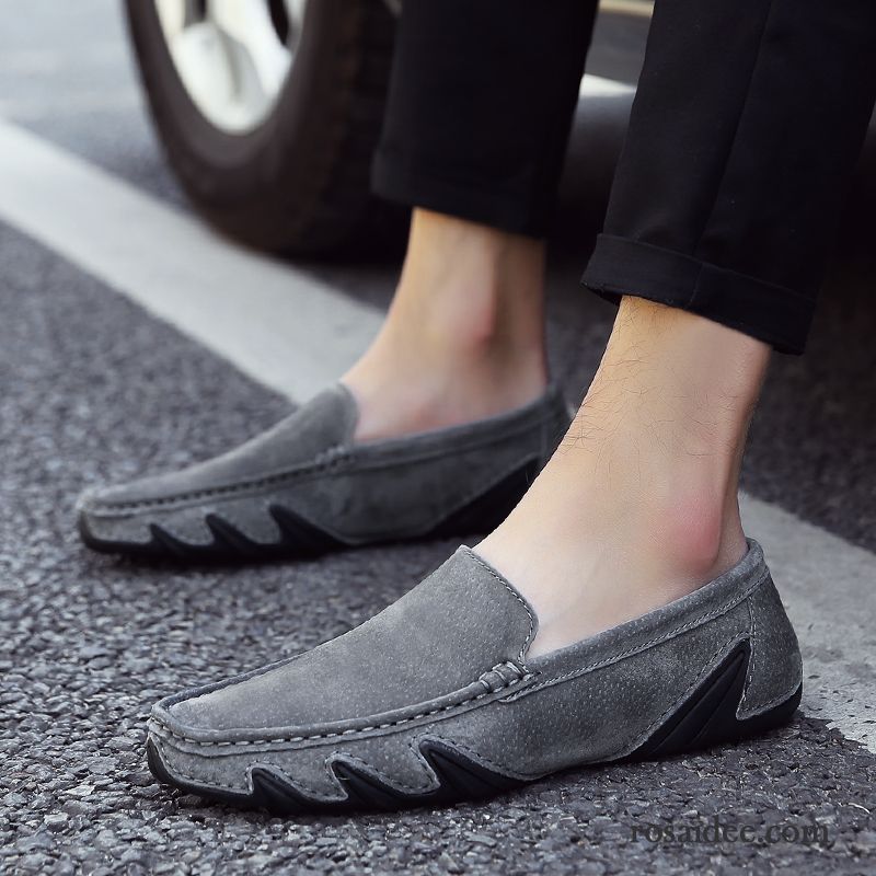 Halbschuhe Herren Gefrostet Persönlichkeit Echtleder Neue Trend Feder Grau