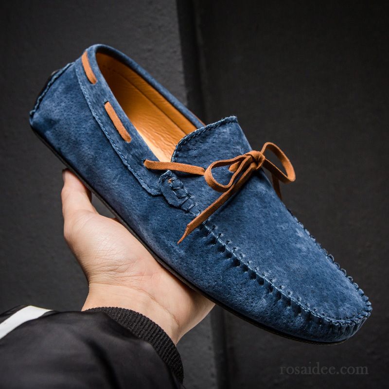 Halbschuhe Herren Gefrostet Persönlichkeit Echtleder Neue Trend Feder Grau