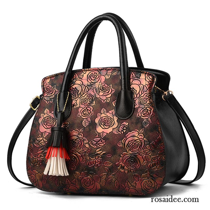 Handtaschen Damen Sommer Allgleiches Mama Blumen Das Neue Frühling Bordeauxrot