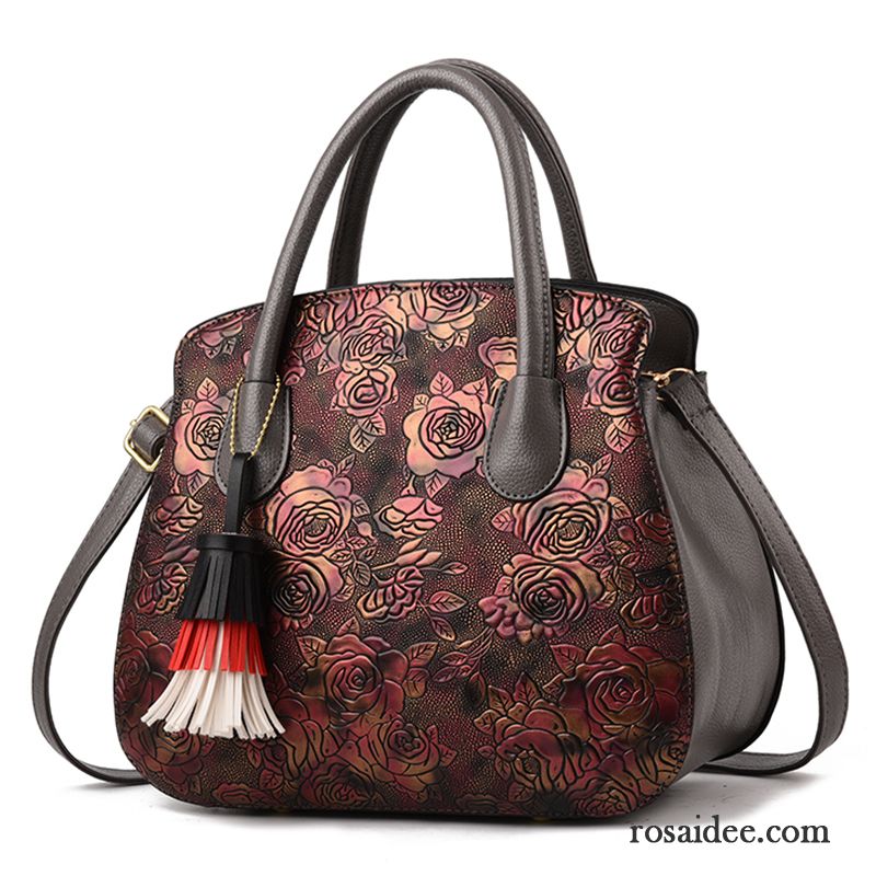 Handtaschen Damen Sommer Allgleiches Mama Blumen Das Neue Frühling Bordeauxrot