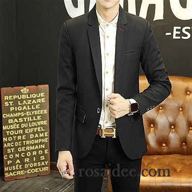 Herren Blazer Beige Dünn Überzieher Herren Anzüg Kostüm Schlank Trend Freizeit Herbst Neu Feder Billig