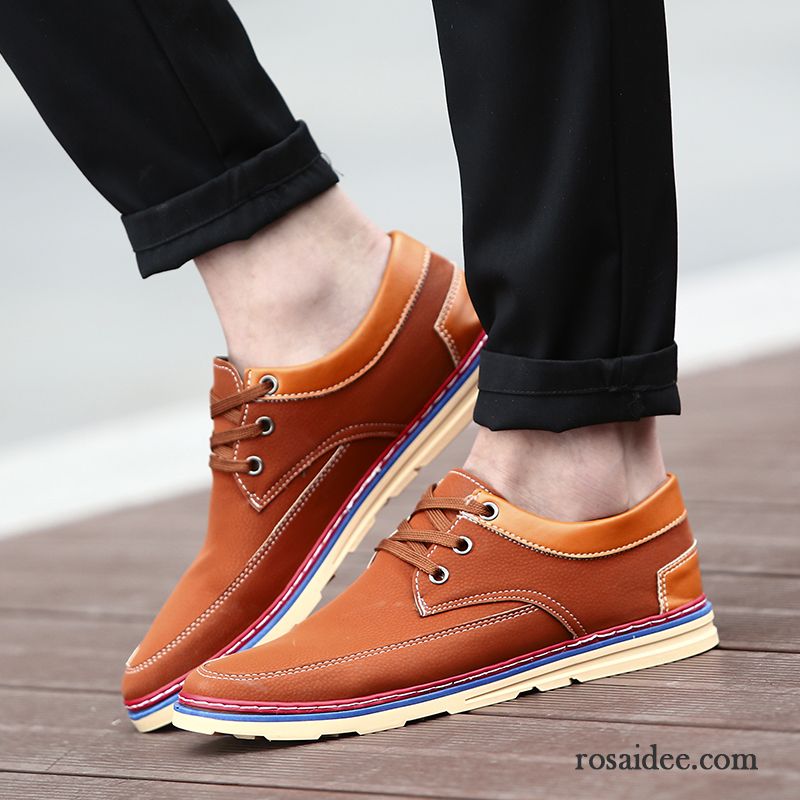 Herren Halbschuhe Schwarz Schuhe Lederschue Herbst Sommer Atmungsaktiv Segeltuch Casual England Schnürung Trend Herren Skaterschuhe Günstig