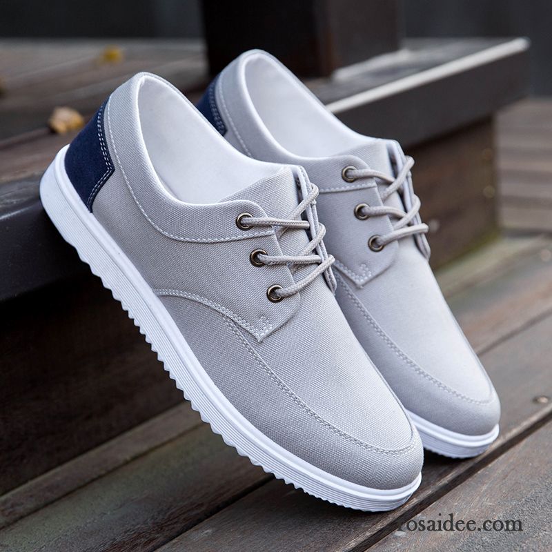 Herren Halbschuhe Schwarz Schuhe Lederschue Herbst Sommer Atmungsaktiv Segeltuch Casual England Schnürung Trend Herren Skaterschuhe Günstig