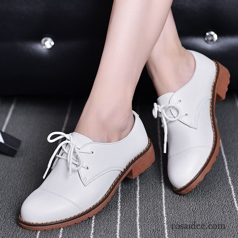 Leder Kleidung Damen Echtleder Dick Schnürschuhe Hochschule Wind Lederschuhe Feder Damen Flache Retro Casual England Sale