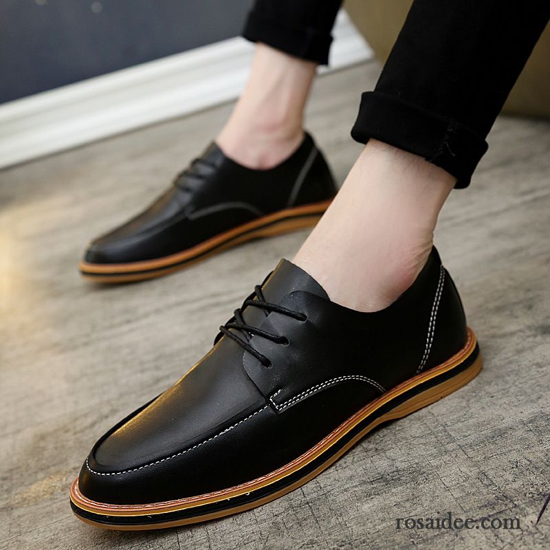 Leder Schuhe Herren Cognac Herren Beliebt England Feder Herbst Spitze Atmungsaktiv Erhöht Casual Schuhe Schnürung Lederschue Trend Rabatt