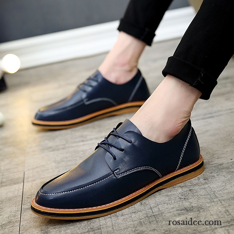 Leder Schuhe Herren Cognac Herren Beliebt England Feder Herbst Spitze Atmungsaktiv Erhöht Casual Schuhe Schnürung Lederschue Trend Rabatt