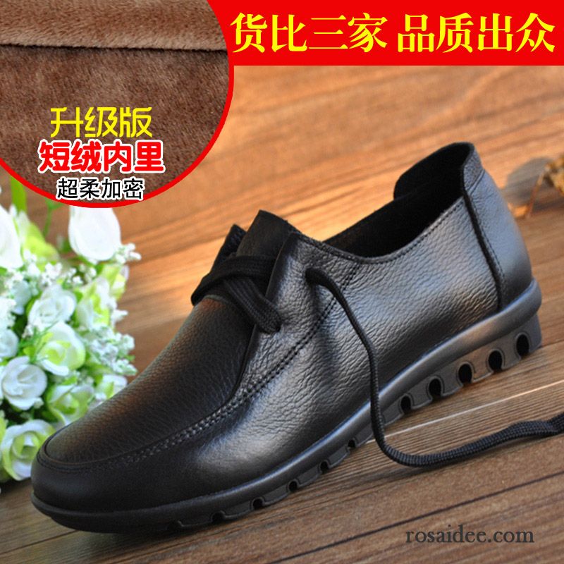 Leder Stiefeletten Damen Schnürschuhe Schnürung Casual Weiche Sohle Feder Herbst Flache Echtleder Lederschuhe Gemütlich Rutschsicher Damen Kaufen