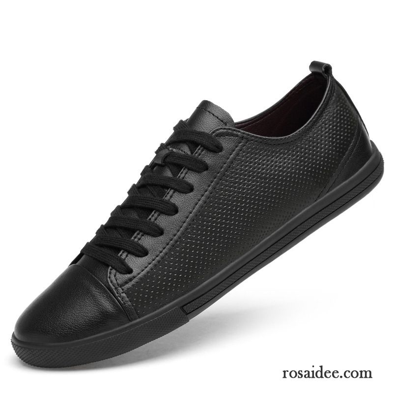 Lederschuhe Herren Echtleder Casual Atmungsaktiv Sommer Skaterschuhe Herbst Schwarz