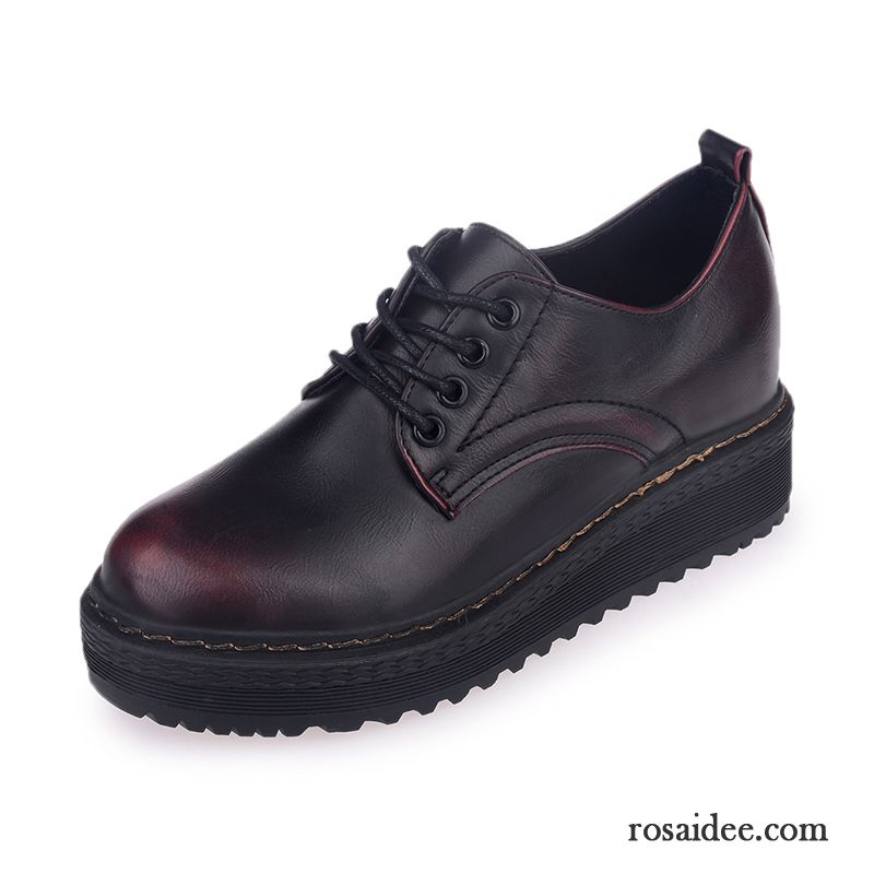 Online Schuhe Bestellen Schnürung Schuhe Retro Hochschule Wind Schüler England Dicke Sohle Feder Casual Schnürschuhe Damen Lederschuhe Erhöht Billig