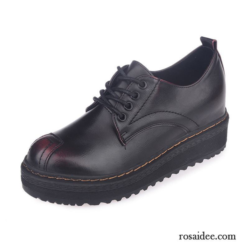 Online Schuhe Bestellen Schnürung Schuhe Retro Hochschule Wind Schüler England Dicke Sohle Feder Casual Schnürschuhe Damen Lederschuhe Erhöht Billig