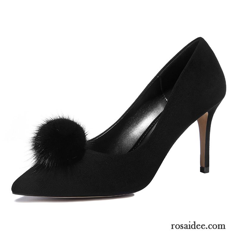 Pumps Wildleder Pumps Neue Schwarz Hochzeit Schuhe Schnürschuhe Sexy Spitze Trend Damen Herbst Dünne Fersen Günstig