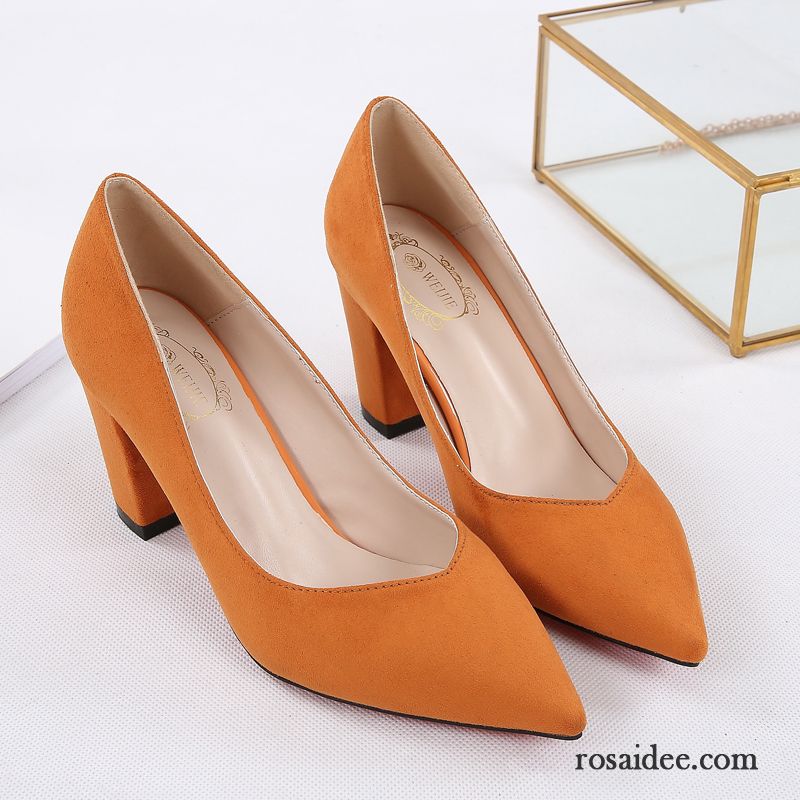 Pumps Cognac Farben Pumps Herbst Schnürschuhe Spitze Damen Echtleder Sexy Wildleder Feder Dick Günstig