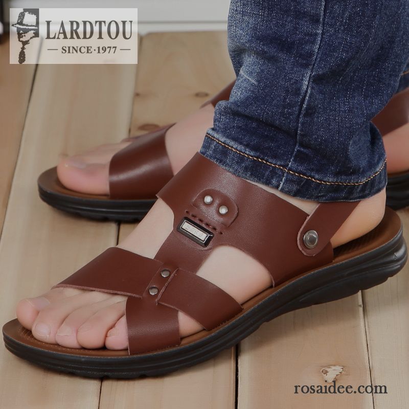 Sandalen Herren Atmungsaktiv Dicke Sohle Casual Sommer Trend Pantolette Sandfarben Schwarz