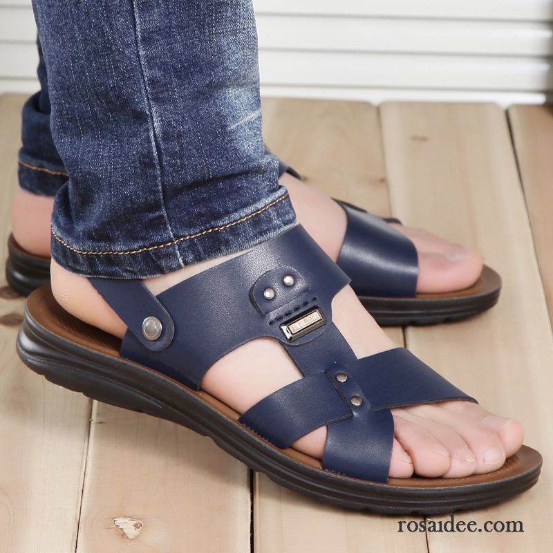 Sandalen Herren Atmungsaktiv Dicke Sohle Casual Sommer Trend Pantolette Sandfarben Schwarz