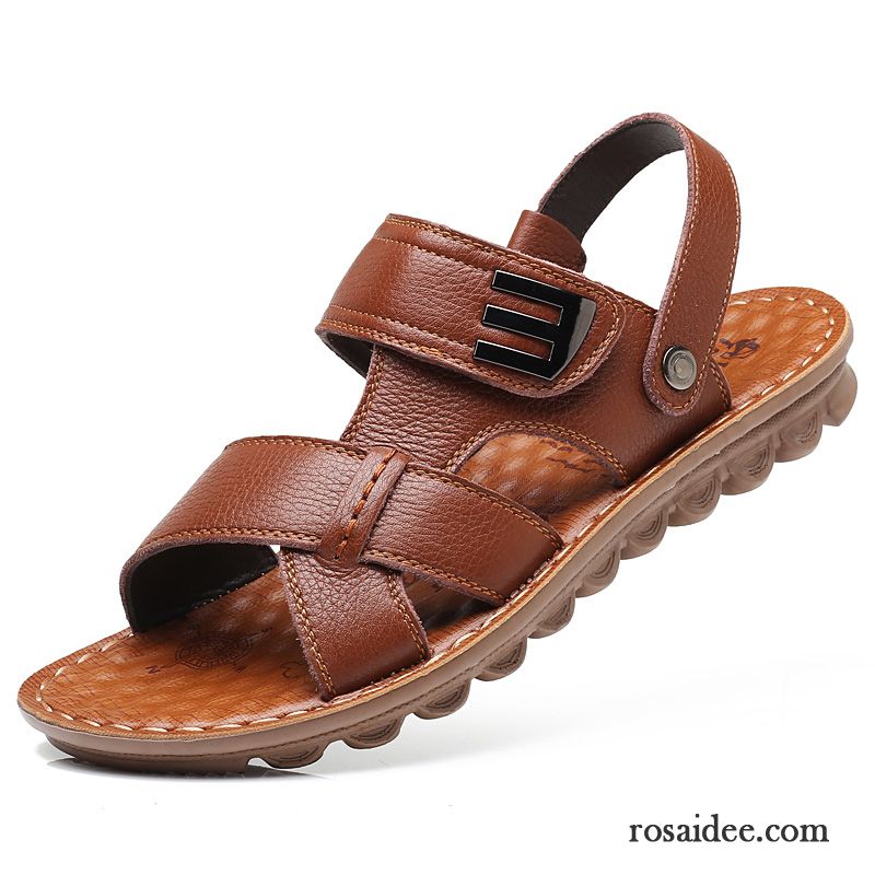 Sandalen Herren Dicke Sohle Casual Pantolette Neue Rutschsicher Trend Sandfarben Braun