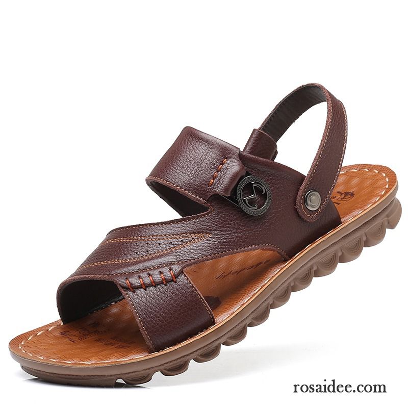 Sandalen Herren Dicke Sohle Casual Pantolette Neue Rutschsicher Trend Sandfarben Braun