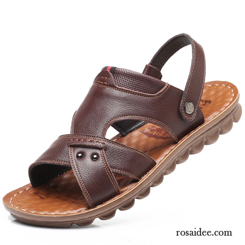 Sandalen Herren Dicke Sohle Casual Pantolette Neue Rutschsicher Trend Sandfarben Braun