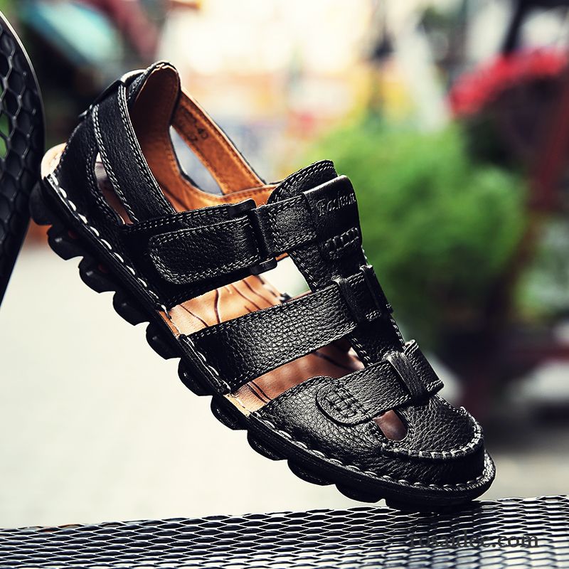 Sandalen Herren Geschäft Trend Atmungsaktiv Echtleder Sommer Große Größe Braun