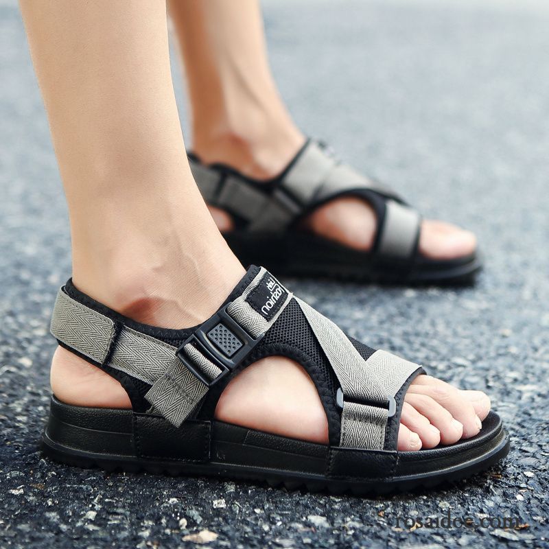 Sandalen Herren Pantolette Trend Schuhe Sommer Neue Rutschsicher Sandfarben Grau