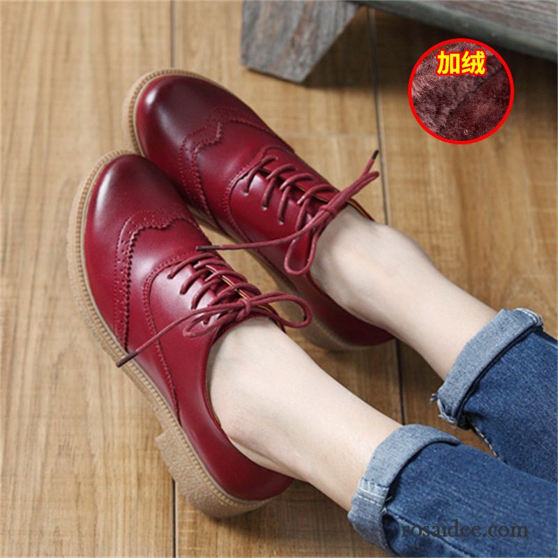 Schwarze Schuhe Anzug Echtleder Retro England Schnürschuhe Neue Lederschuhe Damen Dick Oxford Günstig