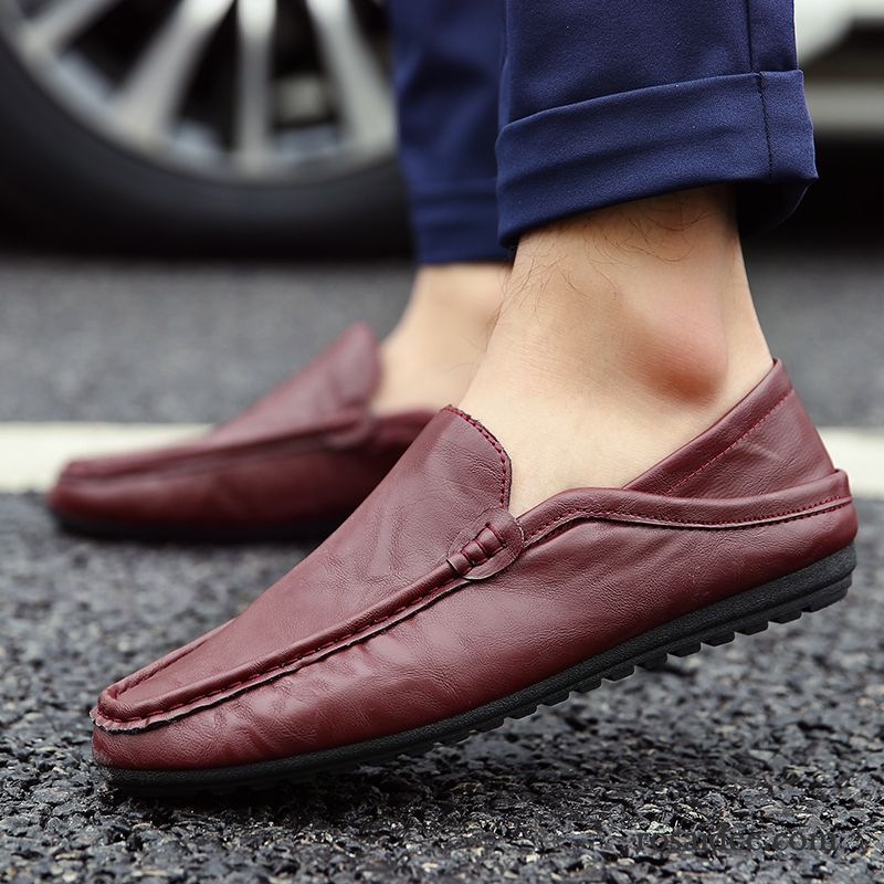 Weiße Leder Schuhe Herren Casual Lederschue Schuhe Slip-on Faul Herbst Herren Neue Trend Günstig