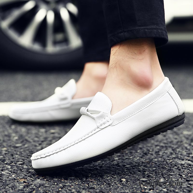 Weiße Leder Schuhe Herren Casual Lederschue Schuhe Slip-on Faul Herbst Herren Neue Trend Günstig