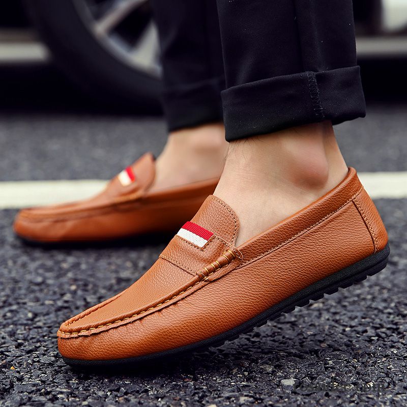 Weiße Leder Schuhe Herren Casual Lederschue Schuhe Slip-on Faul Herbst Herren Neue Trend Günstig