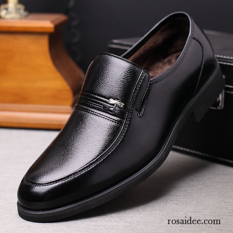 Welche Schuhe Zum Anzug Herren Baumwolle Schuhe Casual Echtleder Winter Lederschue Schwarz Geschäft Herren Plus Samt Rabatt